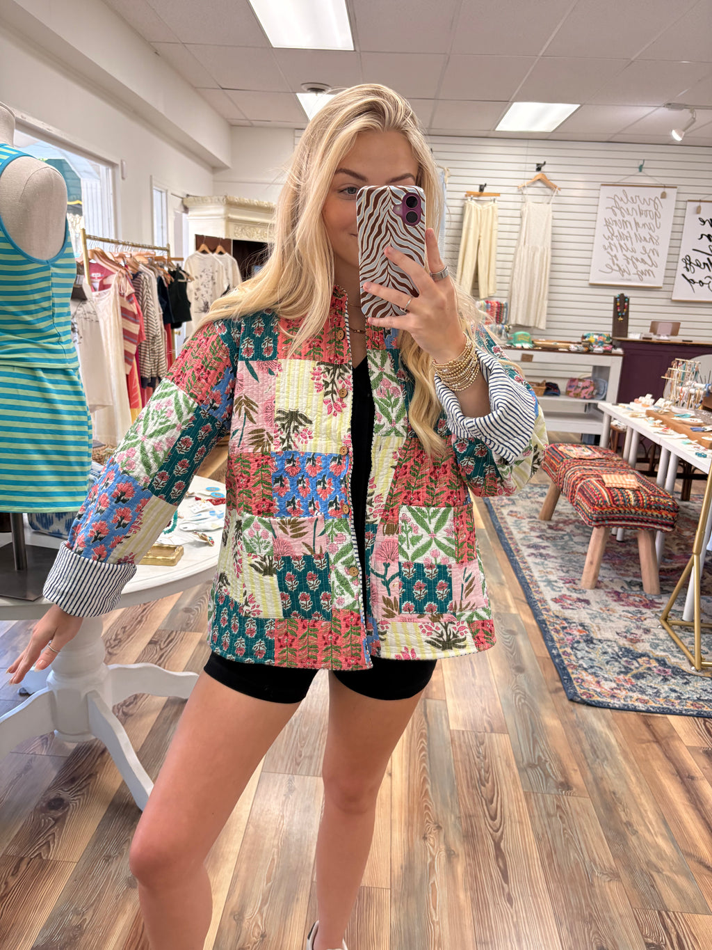 Patchwork Button Up Jacket