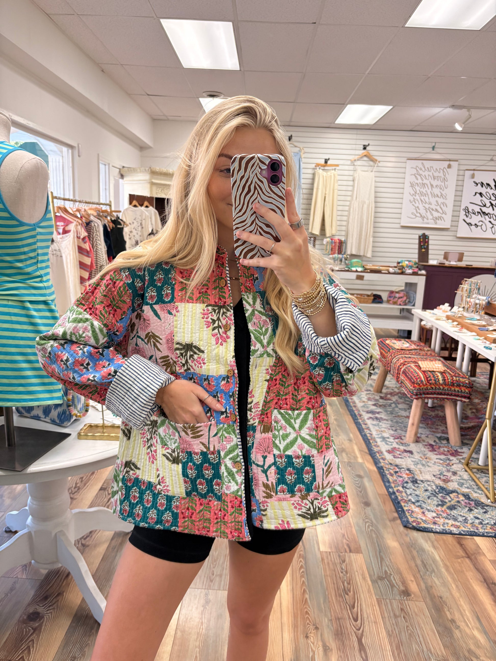 Patchwork Button Up Jacket