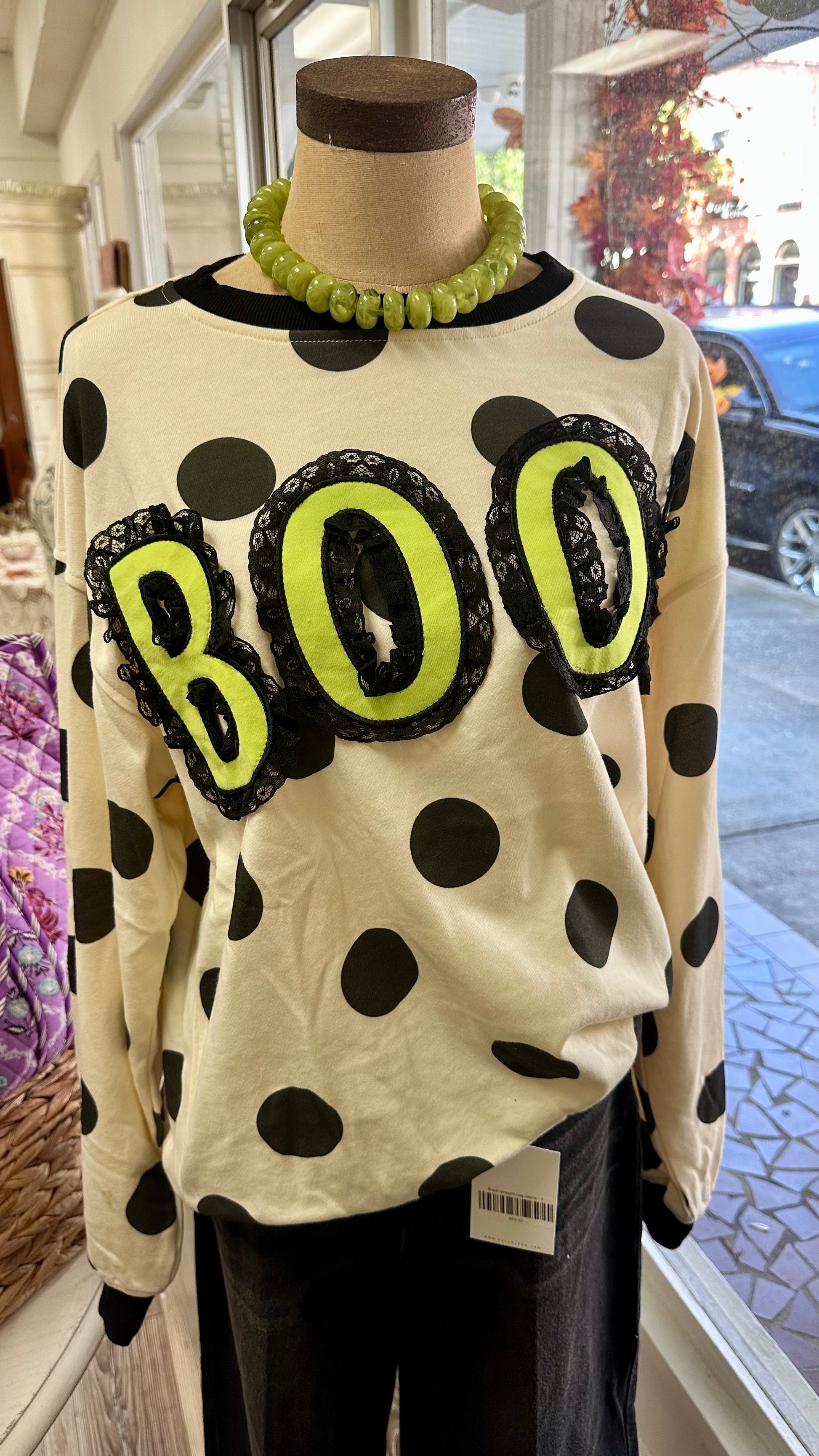 Polka Dot Boo Graphic Sweatshirt