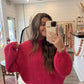 Chunky knit pink sweater