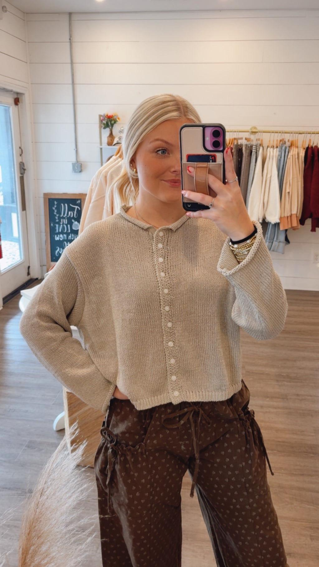 Cream Button Up Sweater