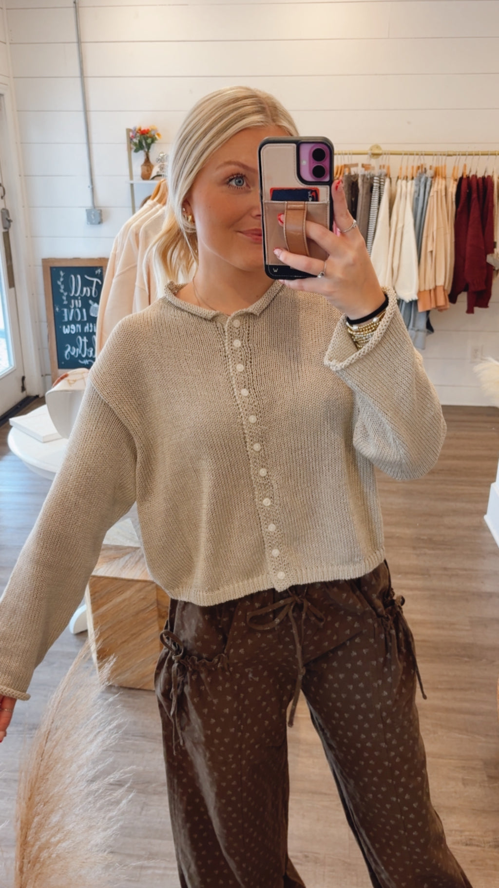Cream Button Up Sweater