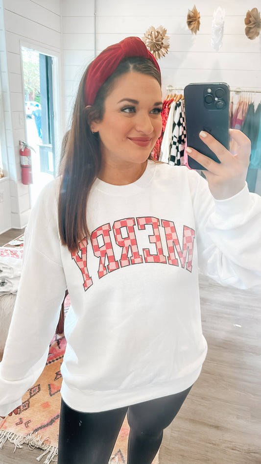 Merry Checkered Sweatshirt