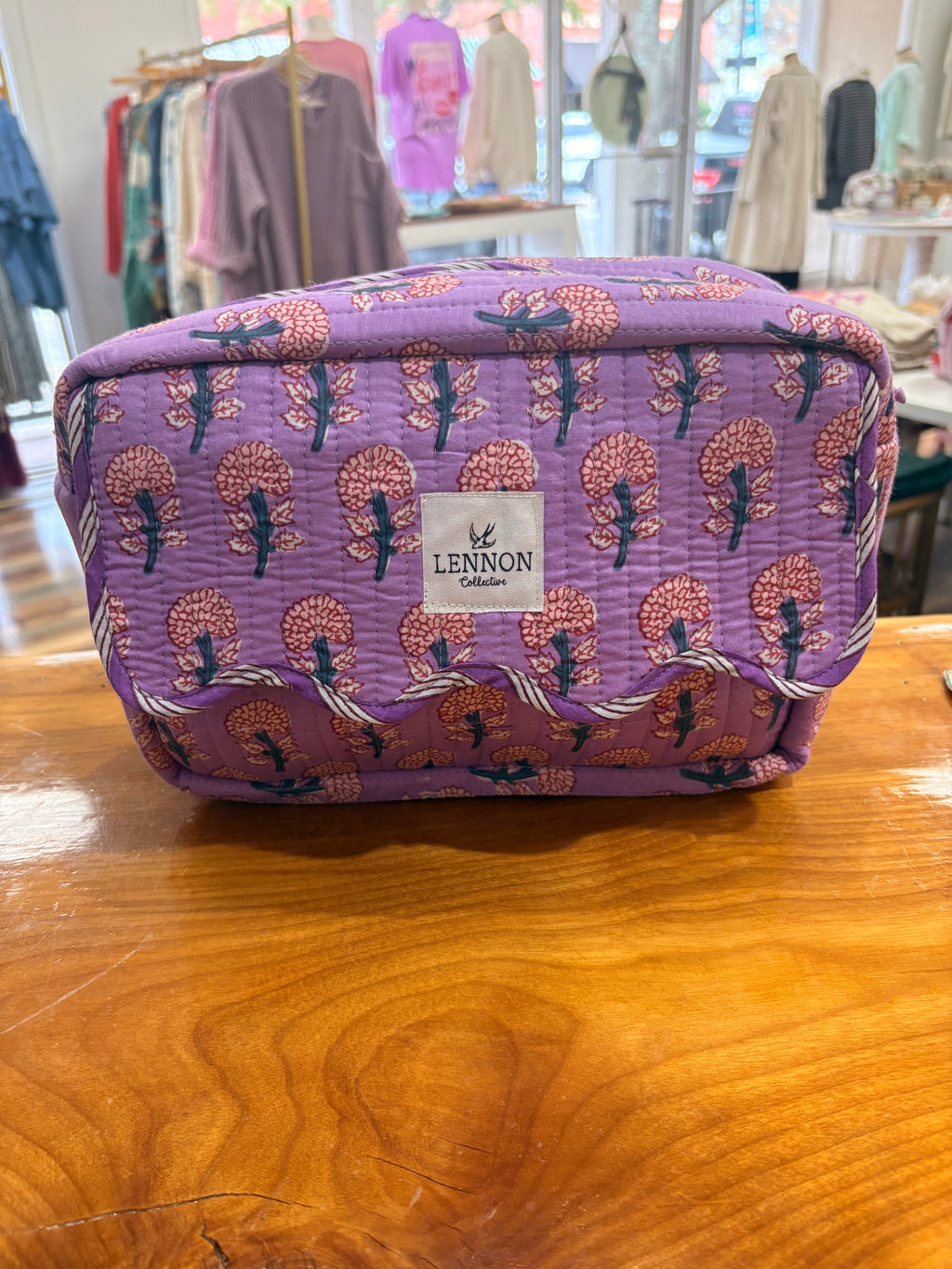 Purple Floral Makeup Bag