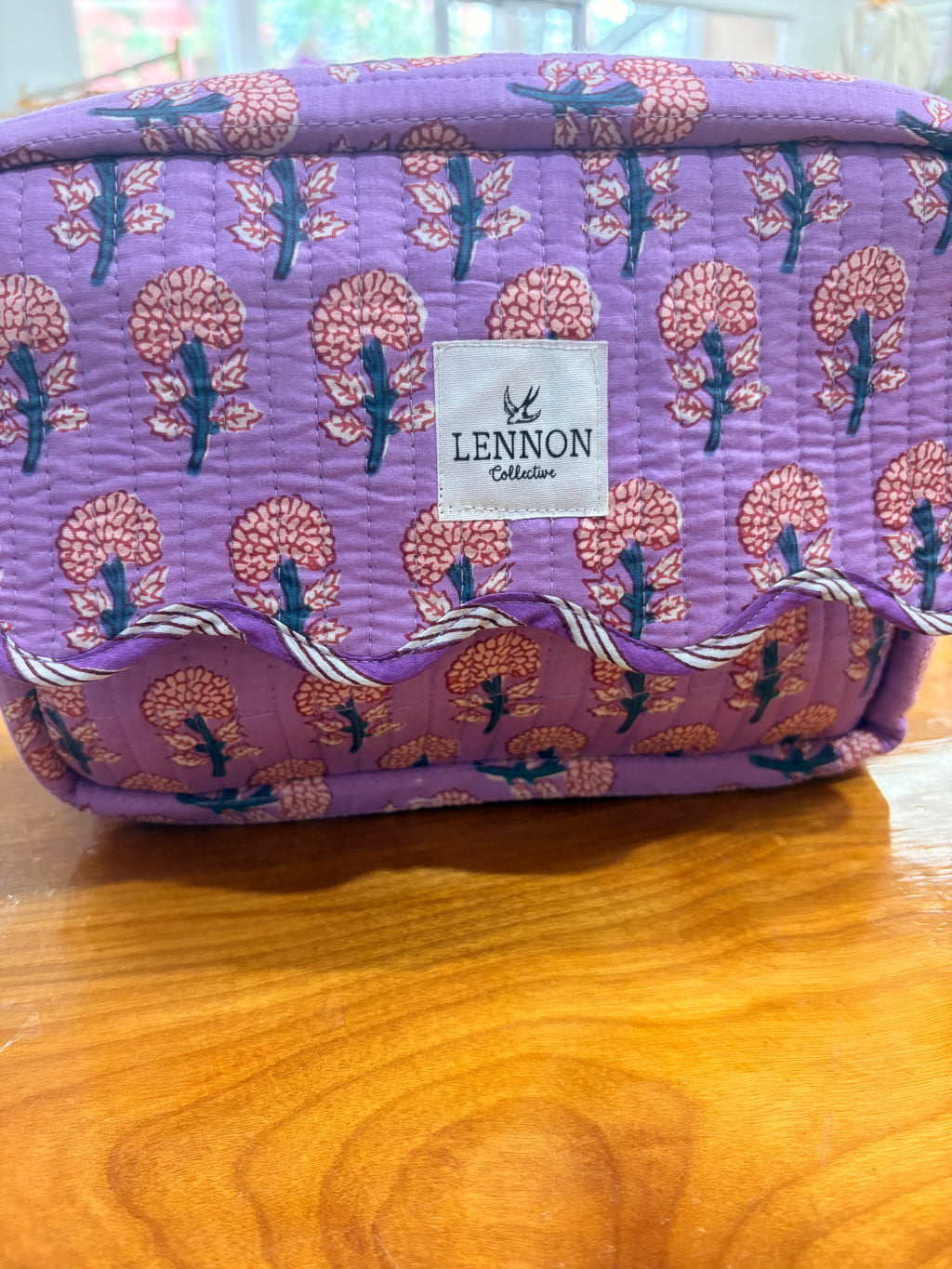 Purple Floral Makeup Bag