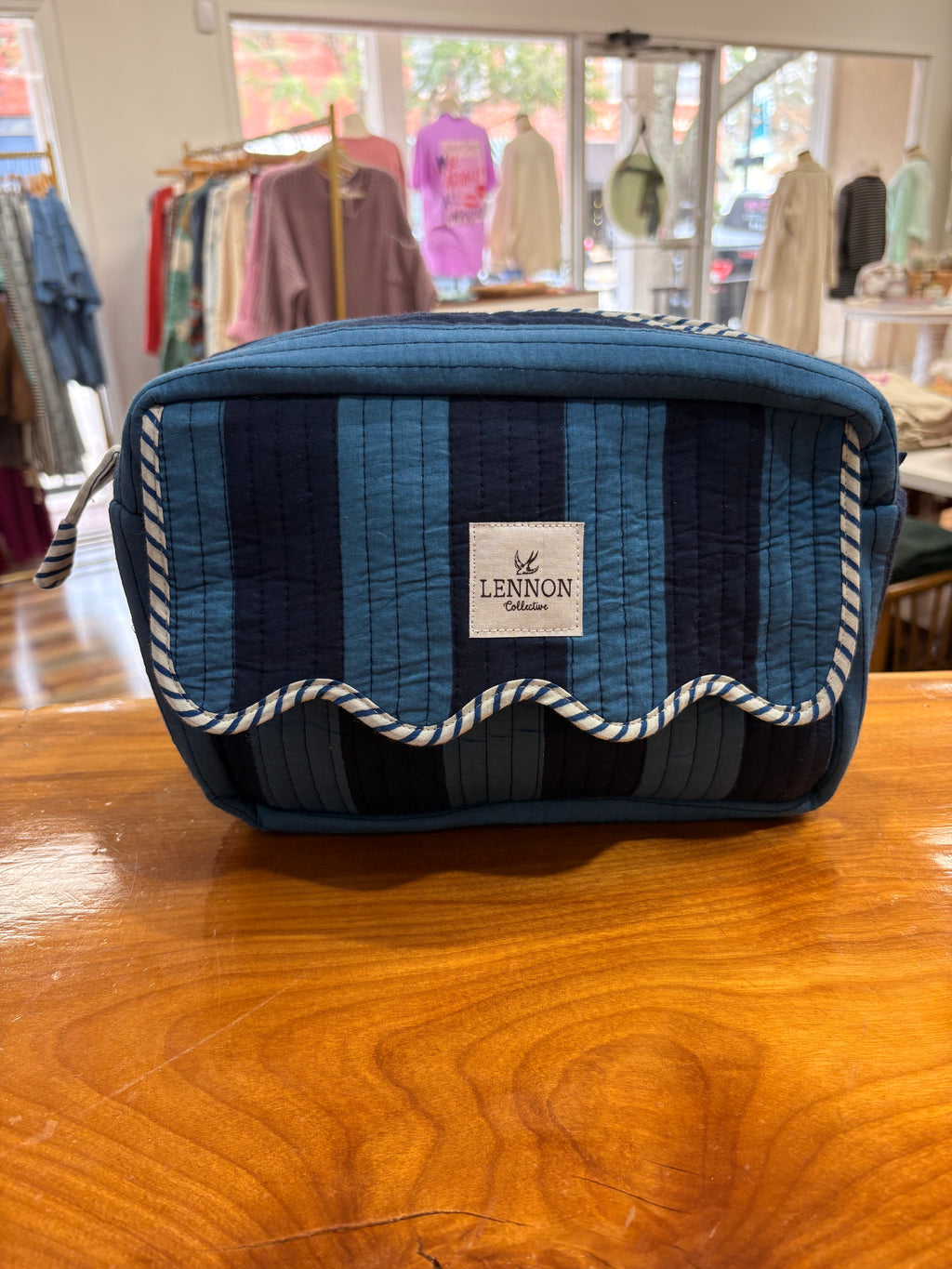Blue Stripped Makeup Bag