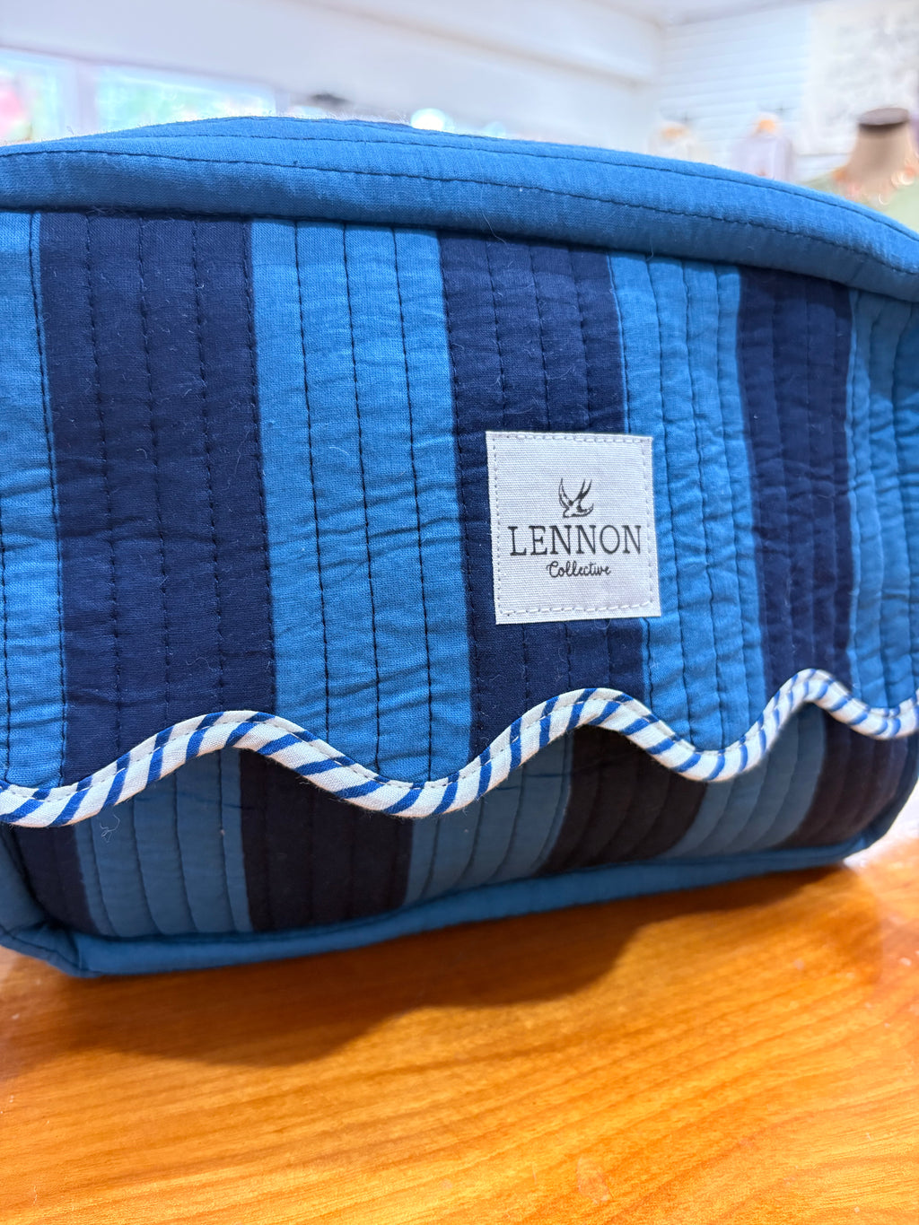 Blue Stripped Makeup Bag