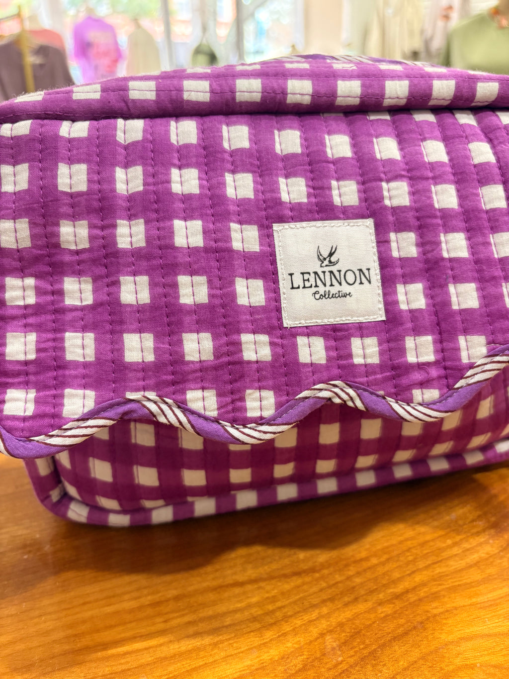 Purple Gingham Makeup Bag