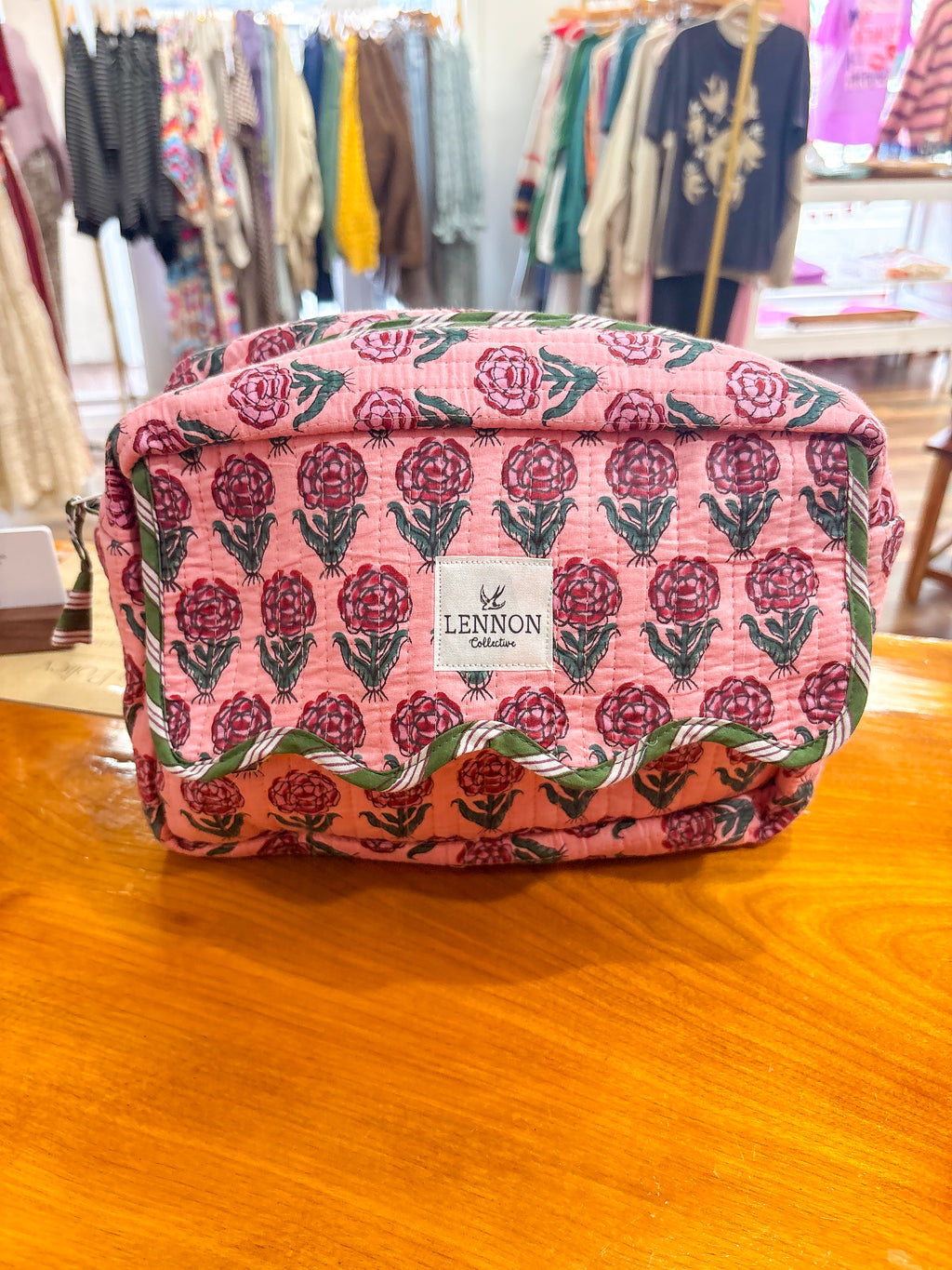 Pink Floral Makeup Bag