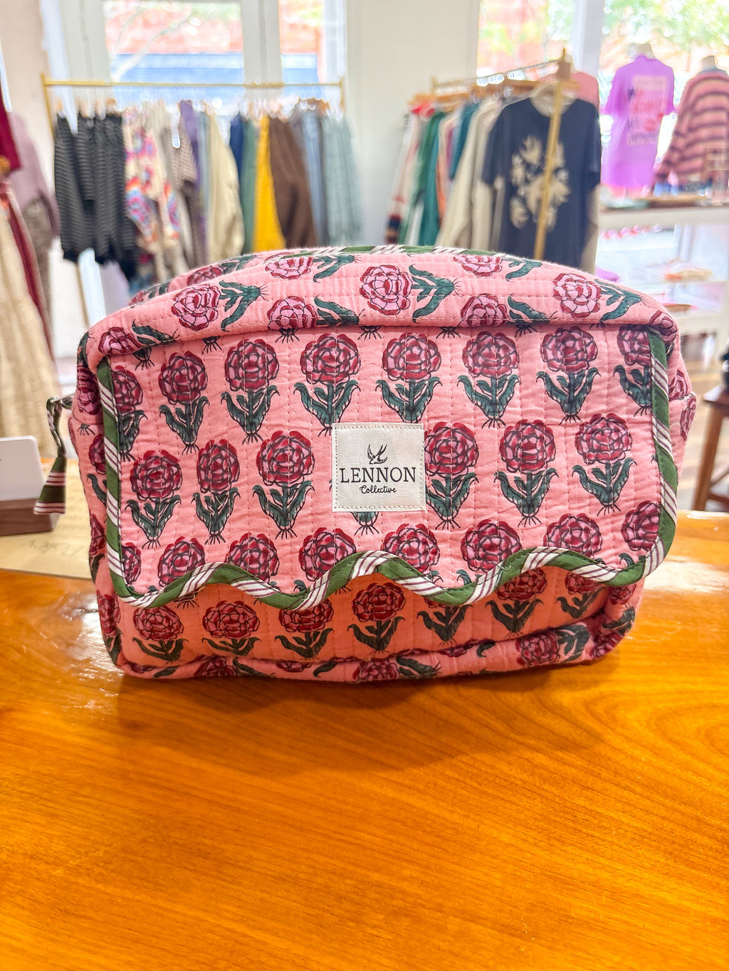 Pink Floral Makeup Bag