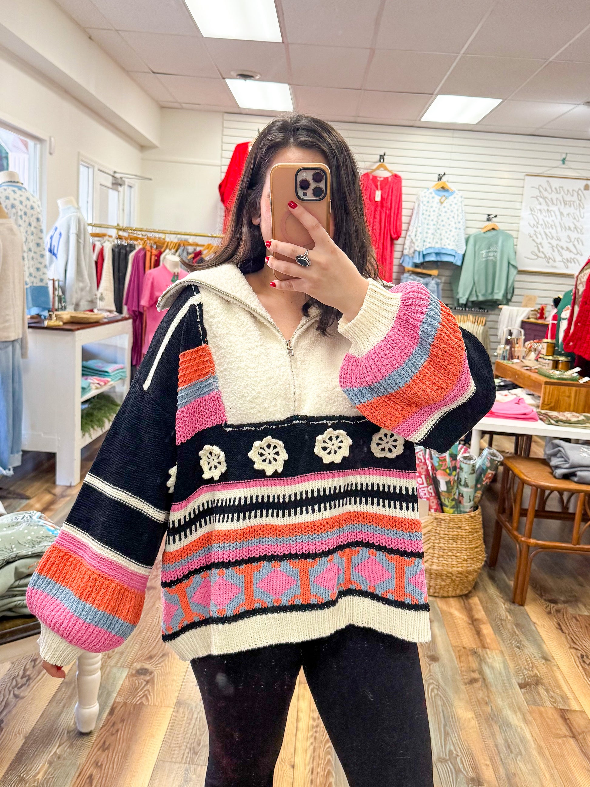 Colorful Knit Half Zip