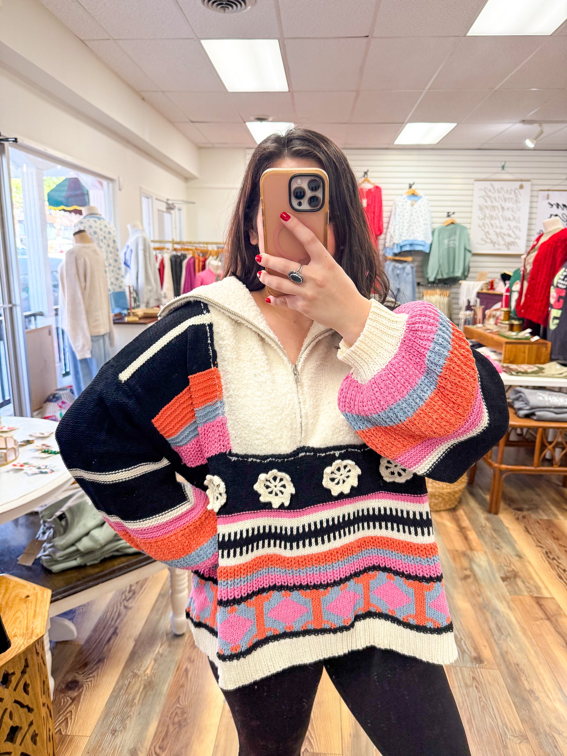 Colorful Knit Half Zip
