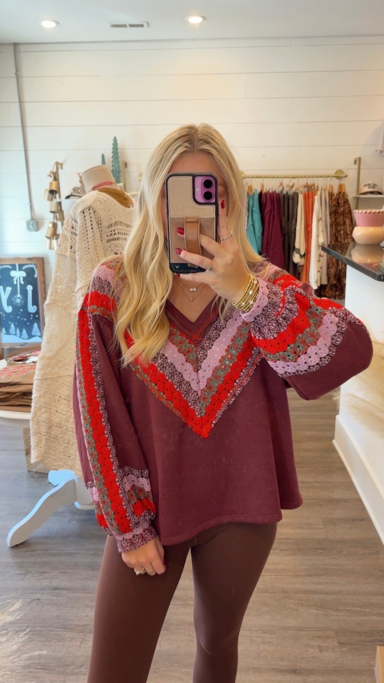 Patterned V-Neck Top