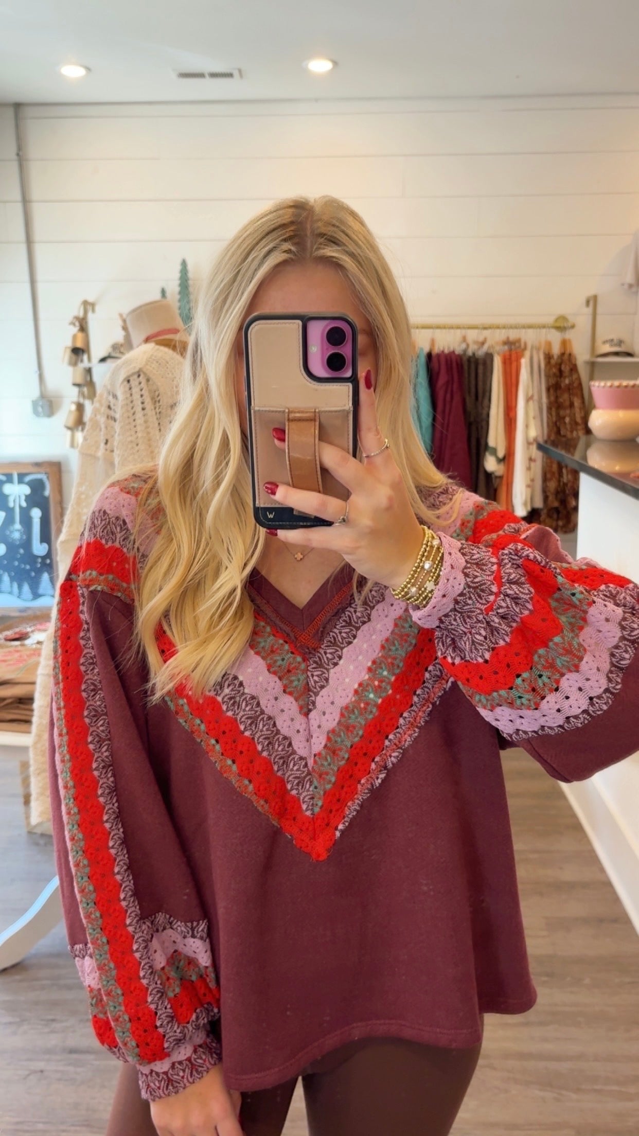 Patterned V-Neck Top