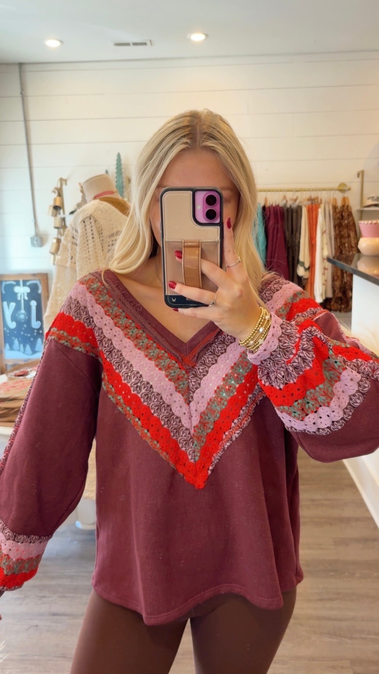 Patterned V-Neck Top