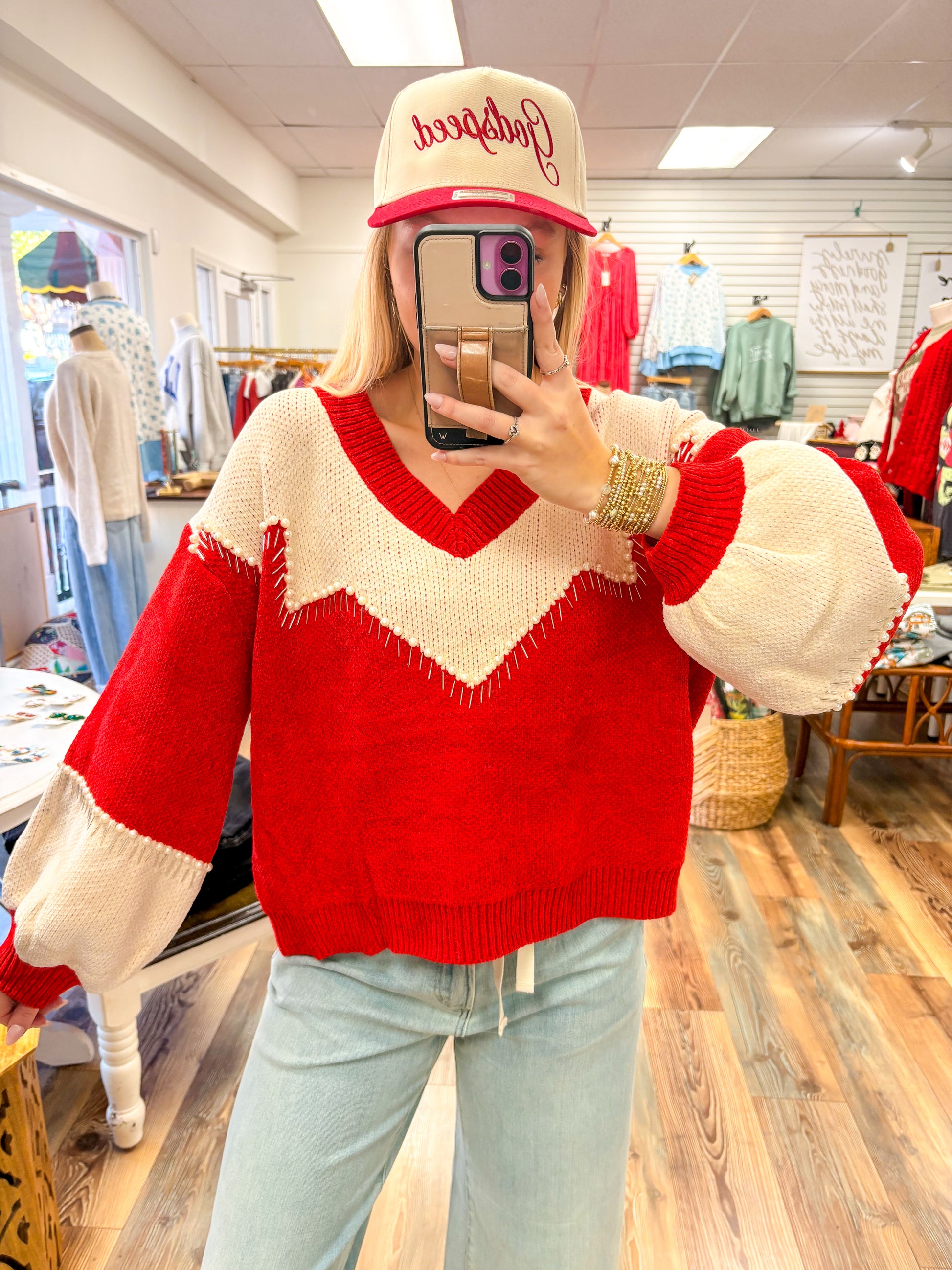 Red Detailed Sweater