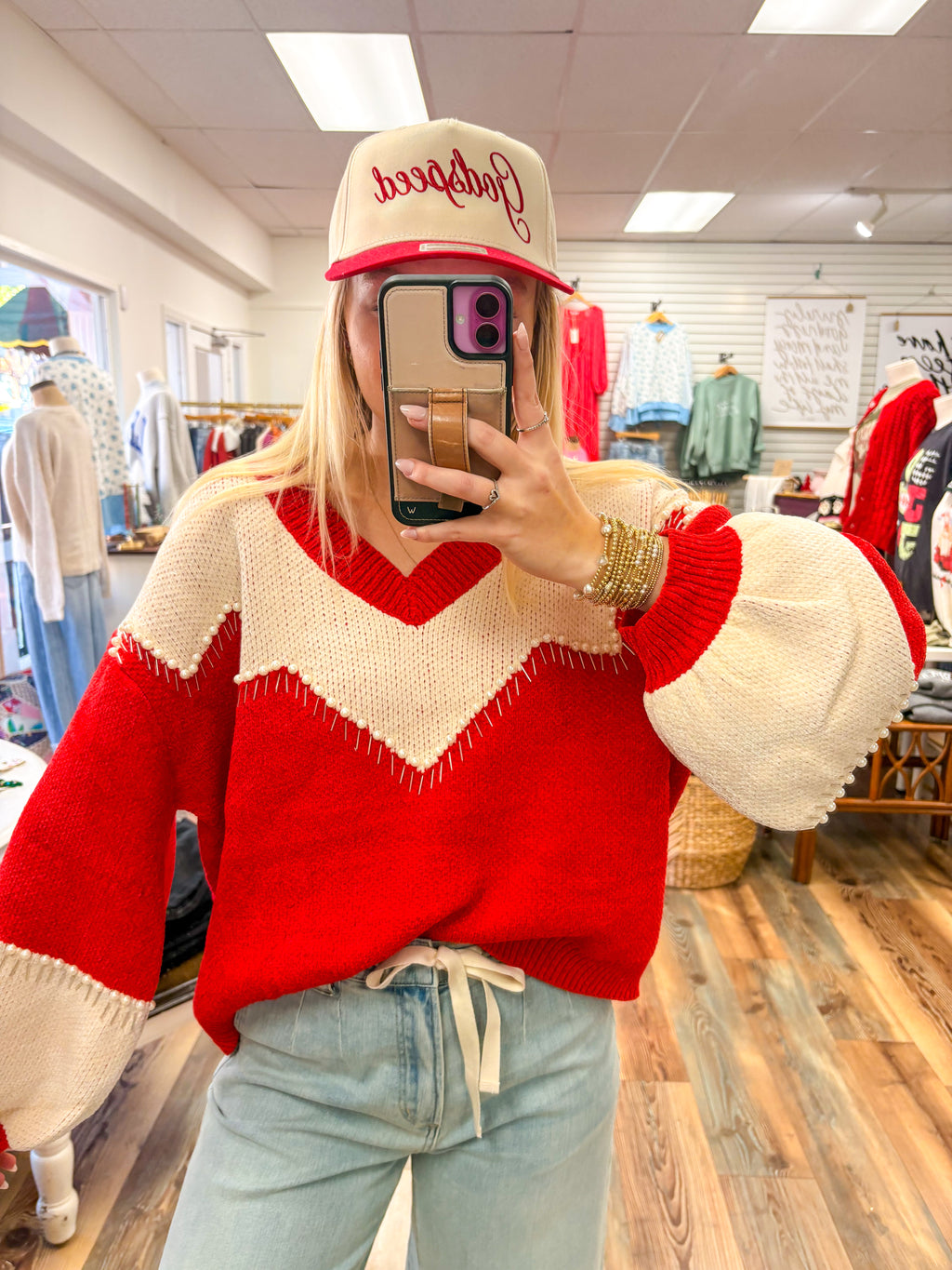 Red Detailed Sweater