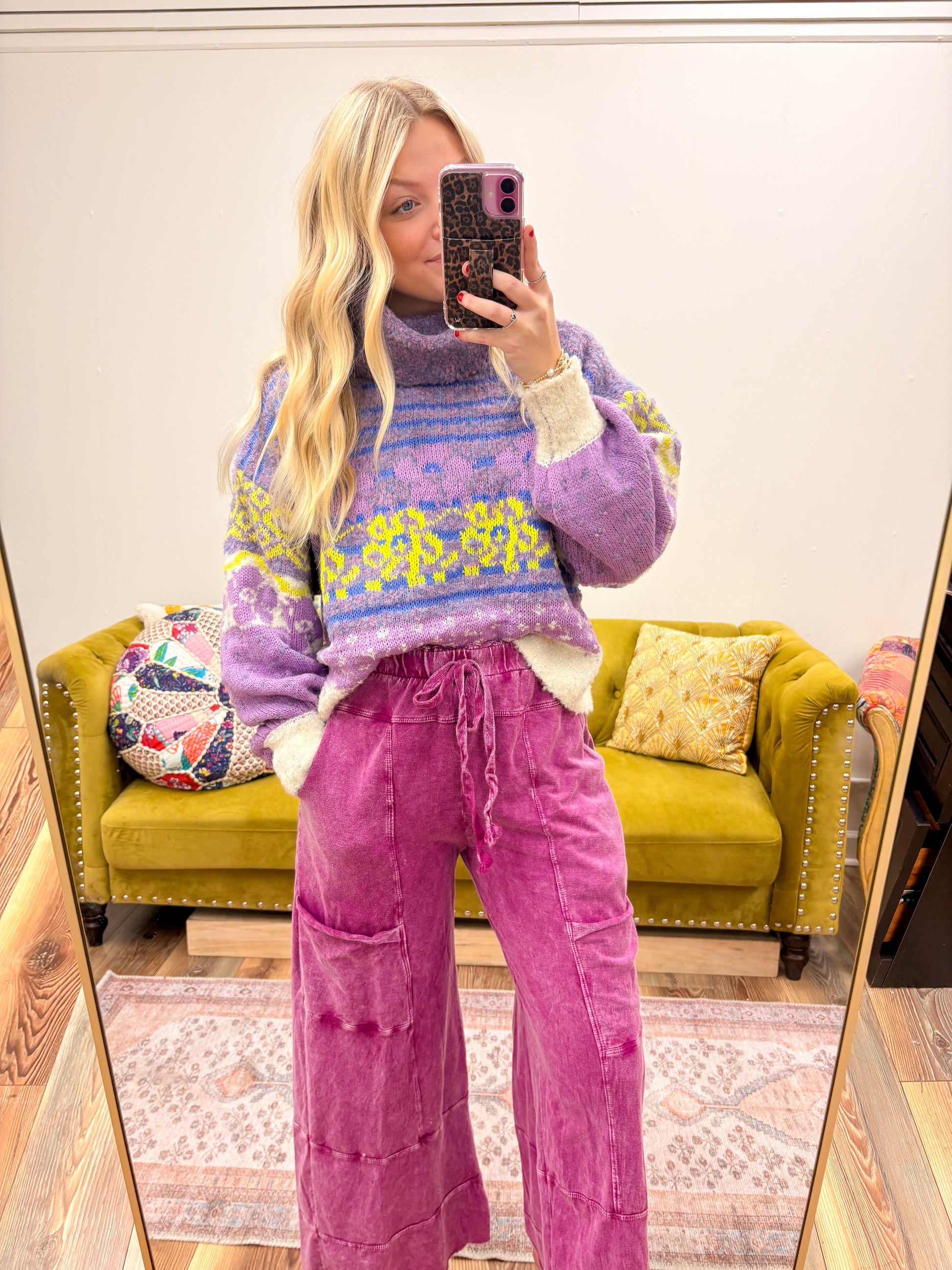Magenta Wide Leg Pants