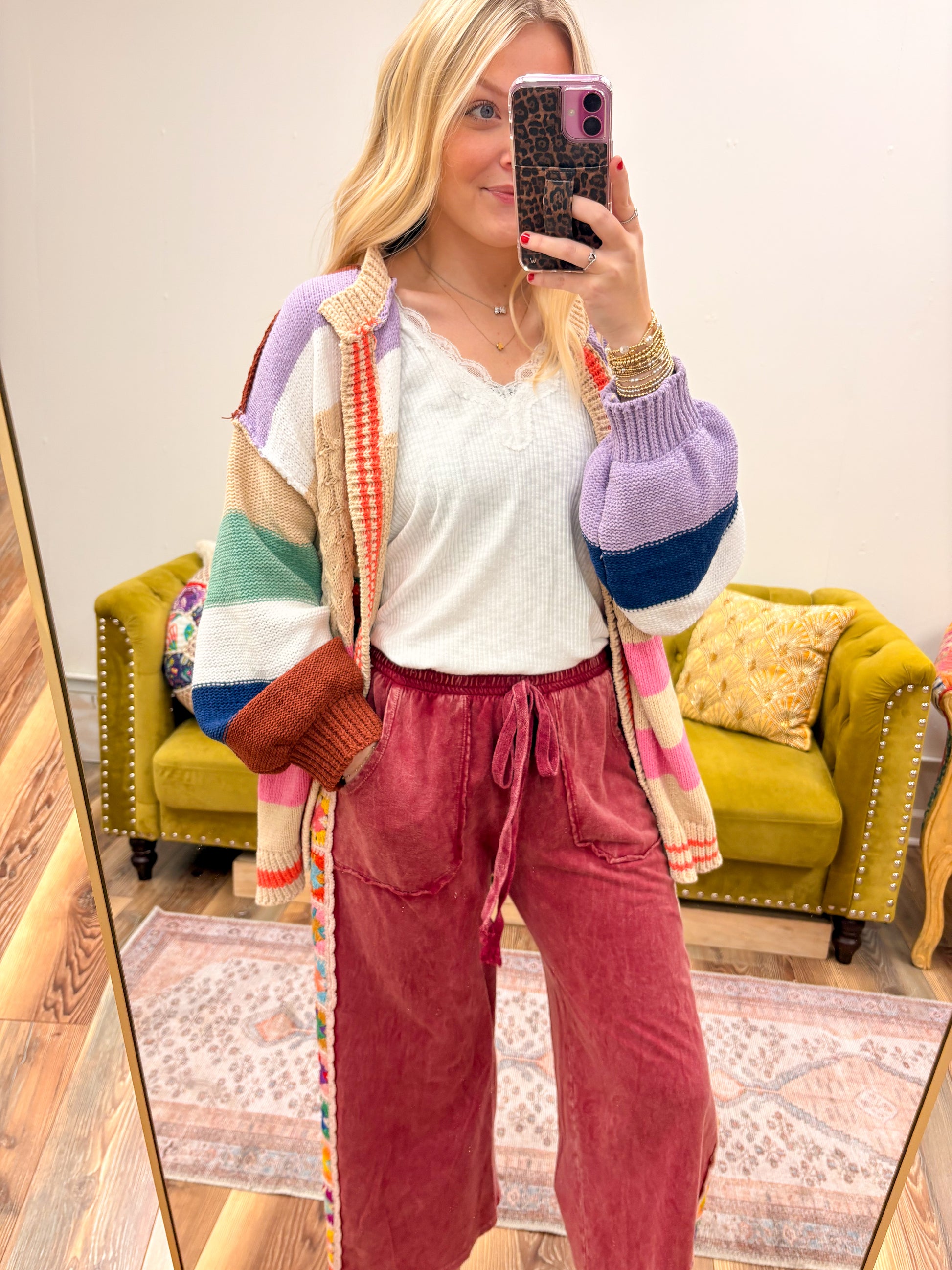 Burgundy Patch Work Pants