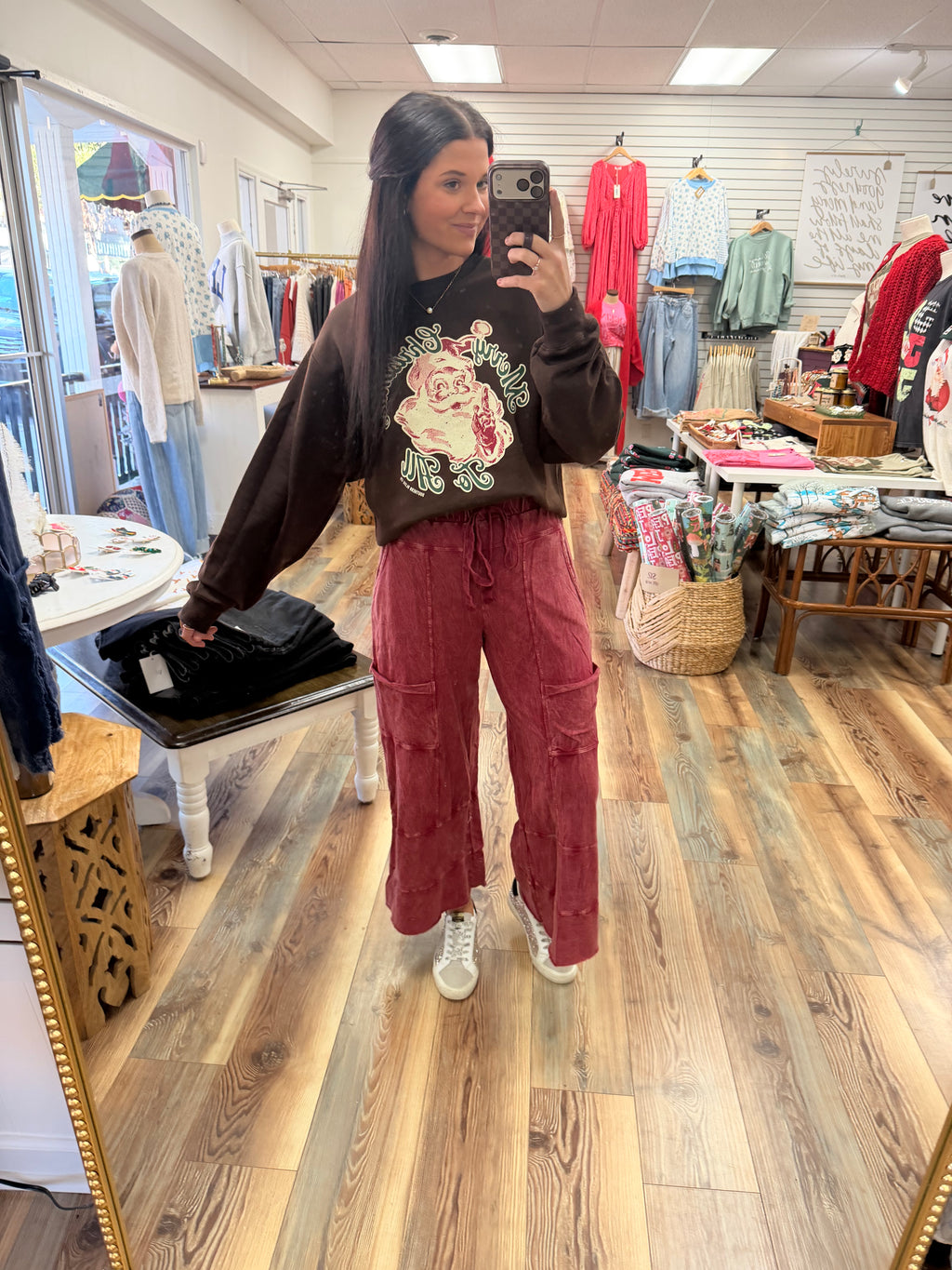 Burgundy Wide Leg Pants