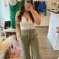 Washed olive cropped pants