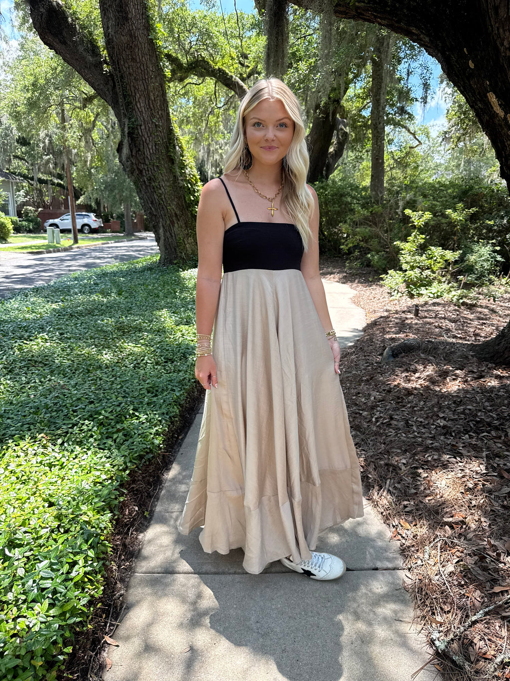 Black And Taupe Maxi Dress