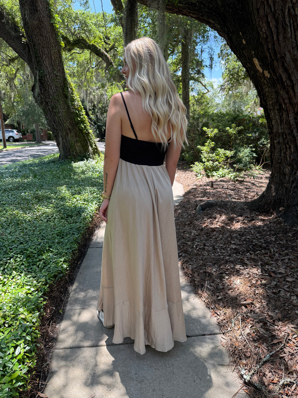 Black And Taupe Maxi Dress