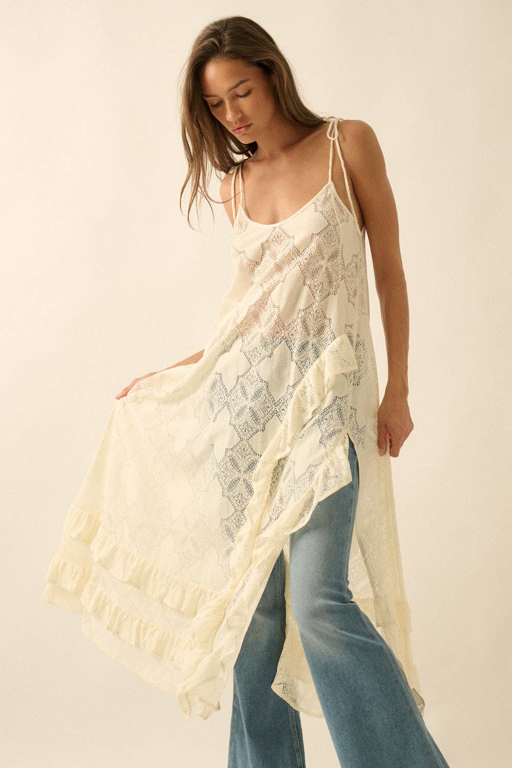 Cream Lace Overlay