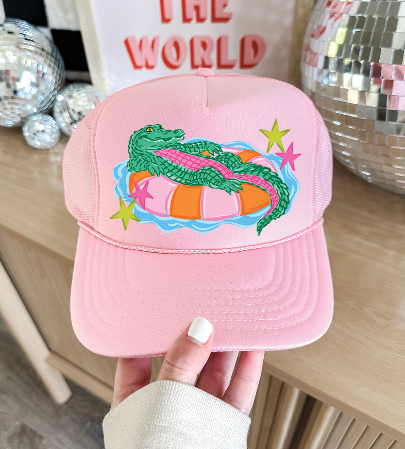 Light Pink Gator Tube Trucker Hat